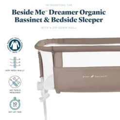 Baby Delight - Berço Beside Me Dreamer, ajuste de altura em 6 posições, Mocha orgânico Best