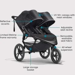 Baby Jogger - Carrinho de corrida duplo Summit X3, preto meia-noite Best