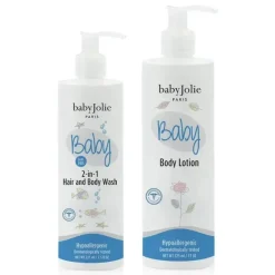 Baby Jolie - Pacote de banho de bebê (loção corporal e sabonete líquido para cabelo e corpo 2 em 1) Fashion
