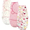 Baby Vision - 3 Pk Envoltórios Orgânicos para Bebê Menina, Botânico, 0/3M Hot