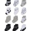 Baby Vision - 12 unidades de meias de algodão cinza e pretas para bebês meninas Clearance