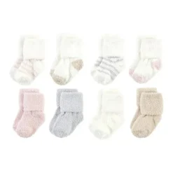 Baby Vision - Chenille Socks 8Pk, Pink Neutral Stripe - Medium New