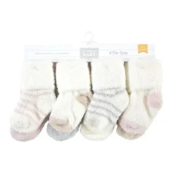 Baby Vision - Chenille Socks 8Pk, Pink Neutral Stripe - Medium New