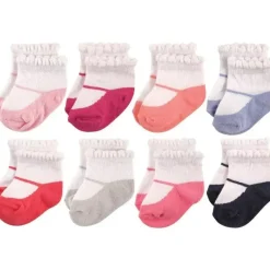 Baby Vision – Hudson Baby Baby Girls para recém-nascidos ricos em algodão e meias felpudas, Mary Jane, 6-12 meses, 8 unidades Fashion
