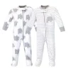 Baby Vision - Hudson Baby Unissex 2Pk Fleece Zíper Dormir e Brincar, Elefantes New