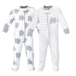 Baby Vision - Hudson Baby Unissex 2Pk Fleece Zíper Dormir e Brincar, Elefantes New