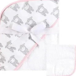 Baby Vision - Hudson Baby Toalha e Toalha Unissex de Algodão com Capuz para Bebê, Cordeiro New