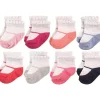 Baby Vision – Hudson Baby Baby Girls para recém-nascidos ricos em algodão e meias felpudas, Mary Jane, 0-6 meses, 8 unidades Clearance