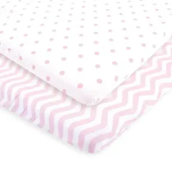 Baby Vision – Luvable Friends Lençol de brincar unissex para bebê, ponto chevron rosa New