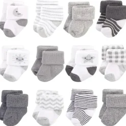 Baby Vision – Meias felpudas e recém-nascidas ricas em algodão para meninas, lua, 0-3 meses, 12 unidades Best