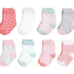 Baby Vision - Meias unissex de algodão orgânico para bebê tocadas pela natureza, coral menta, 0-6 meses, 8 unidades Sale