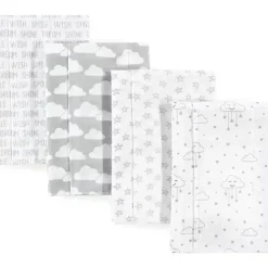 Baby Vision – Panos de flanela de algodão unissex para bebê Hudson Baby, nuvens cinza, tamanho único New