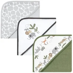 Baby Vision - 3Pk Hudson Baby Toalhas com capuz rico em algodão, Safari Life New