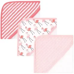 Baby Vision - 3Pk Hudson Baby Toalhas com capuz rico em algodão, Coral Flamingo Sale