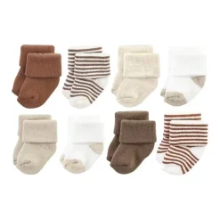 Baby Vision - Terry Socks 8Pk, Neutral Brown Clearance
