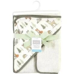Baby Vision - toalha com capuz de algodão para bebê Hudson e toalhinha, animais da floresta Outlet