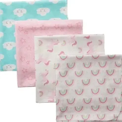 Baby Vision Luvable Friends 4Pk Flanela Recebendo Cobertor 28X28 No Arco-íris New
