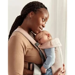 BabyBjorn - Porta-bebês Mini Malha 3D, Rosa Empoeirado Hot