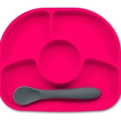 Bbluv - prato e colher de silicone de 4 seções Yümi, rosa Clearance