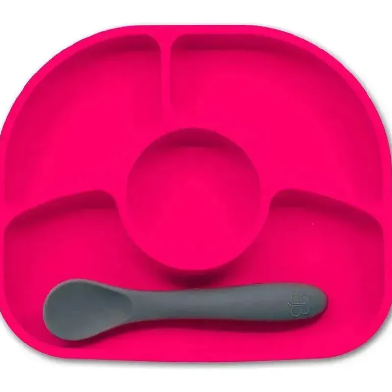 bbluv__prato_e_colher_de__SKU0q6cGlym_0.webp Bbluv - prato e colher de silicone de 4 seções Yümi, rosa Clearance