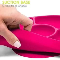Bbluv - prato e colher de silicone de 4 seções Yümi, rosa Clearance