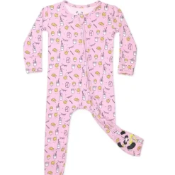 Bellabu Bear Bellabu Bea - Footie conversível de bambu rosa com leite e biscoitos Fashion