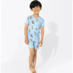 Bellabu Bear – Conjunto curto de pijama infantil Good Vibes Bob Esponja de bambu Calça Quadrada Fashion