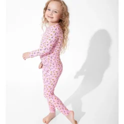 Bellabu Bear - Milk And Cookies Pink Kids Bamboo Pajamas, 18-24M Hot