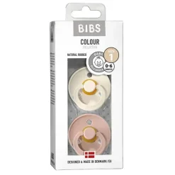 Bibs - 2 unidades de chupeta de bebê de borracha natural blush/marfim, 0/6M Best