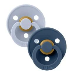 Bibs - 2Pk Dusty Blue/Steel Blue Rubber Natural Baby Chupeta, 6/18M Online