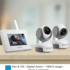 Black + Decker - Monitor de bebê de vídeo digital 4.3 com câmera Pan-Tilt-Zoom Online