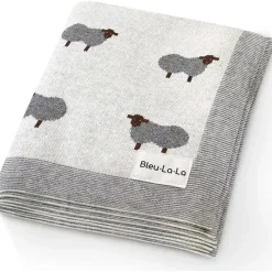 Bleu La La - 100% Luxury Cotton Swaddle Receiving Baby Blanket, Sheep Ivory Online