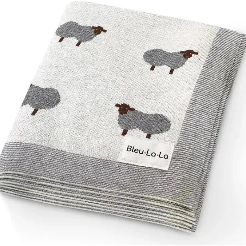bleu_la_la___luxury_cotto_SKUPxb9JFK4_0.webp Bleu La La - 100% Luxury Cotton Swaddle Receiving Baby Blanket, Sheep Ivory Online