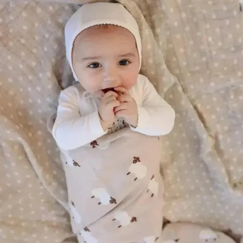 bleu_la_la___luxury_cotto_SKUPxb9JFK4_2.webp Bleu La La - 100% Luxury Cotton Swaddle Receiving Baby Blanket, Sheep Ivory Online