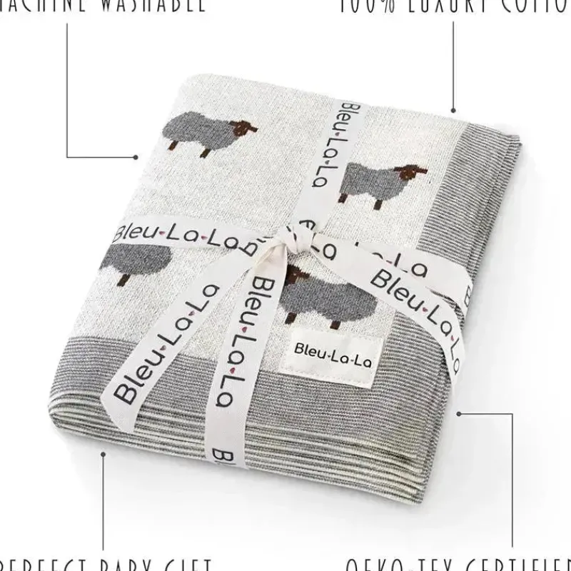 bleu_la_la___luxury_cotto_SKUPxb9JFK4_5.webp Bleu La La - 100% Luxury Cotton Swaddle Receiving Baby Blanket, Sheep Ivory Online