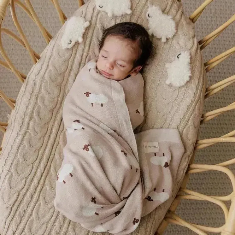 bleu_la_la___luxury_cotto_SKUPxb9JFK4_8.webp Bleu La La - 100% Luxury Cotton Swaddle Receiving Baby Blanket, Sheep Ivory Online