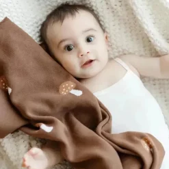 Bleu La La - 100% Luxury Cotton Swaddle Receiving Baby Blanket, Mushroom Camel Online