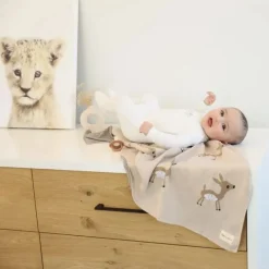 Bleu La La - 100% Luxury Cotton Receiving Swaddle Baby Blanket - Deer Online
