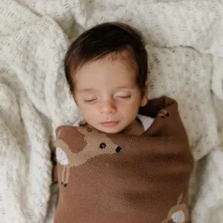 Bleu La La - 100% Luxury Cotton Receiving Swaddle Baby Blanket - Deer Online