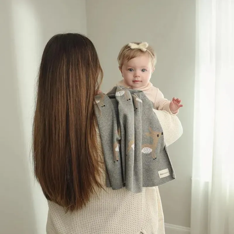 bleu_la_la___luxury_cotto_SKUgtvSd41F_5.webp Bleu La La - 100% Luxury Cotton Receiving Swaddle Baby Blanket - Deer Online