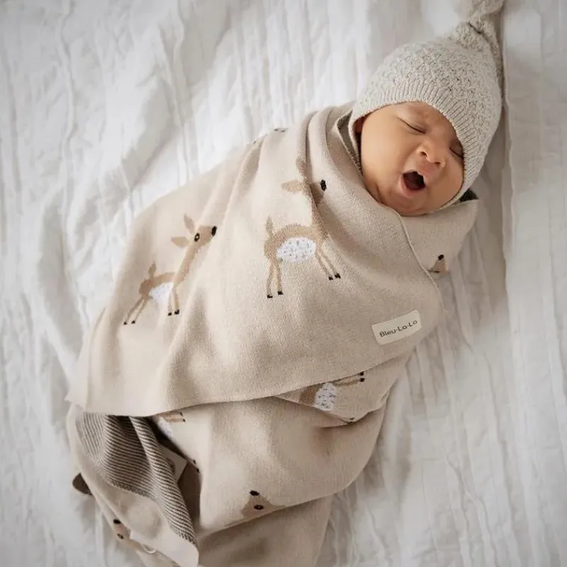 bleu_la_la___luxury_cotto_SKUgtvSd41F_6.webp Bleu La La - 100% Luxury Cotton Receiving Swaddle Baby Blanket - Deer Online