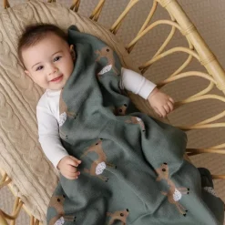 Bleu La La - 100% Luxury Cotton Receiving Swaddle Baby Blanket - Deer Online