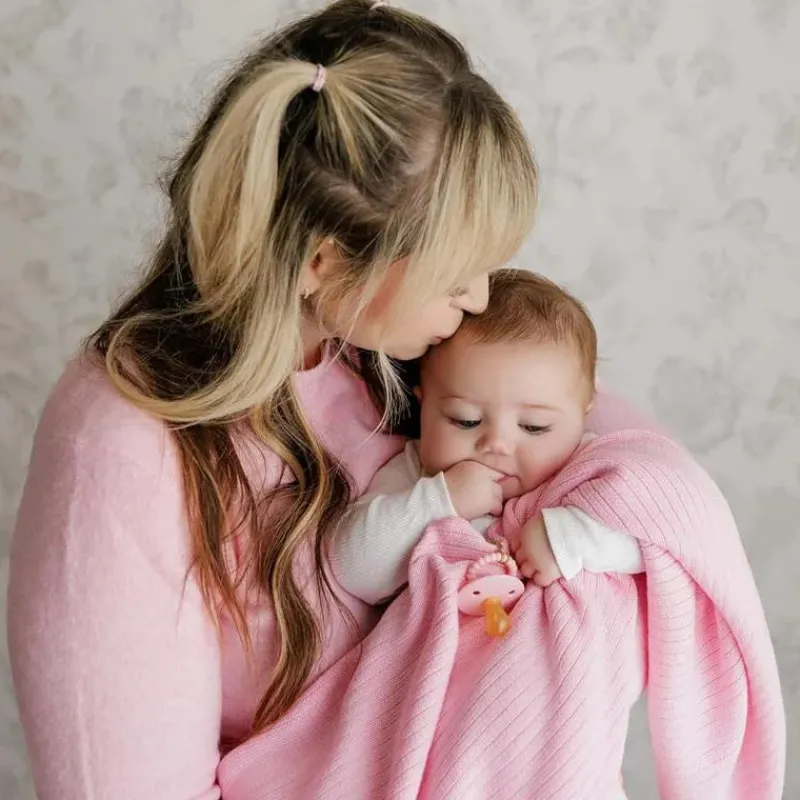 bleu_la_la___luxury_organ_SKU2BjqabKo_3.webp Bleu La La - 100% Luxury Organic Cotton Ribbed Baby Swaddle Blanket, Pink Sale