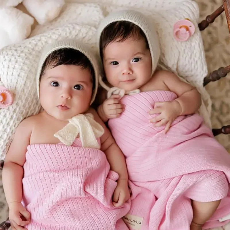 bleu_la_la___luxury_organ_SKU2BjqabKo_4.webp Bleu La La - 100% Luxury Organic Cotton Ribbed Baby Swaddle Blanket, Pink Sale
