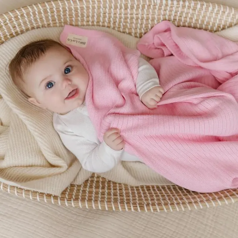 bleu_la_la___luxury_organ_SKU2BjqabKo_6.webp Bleu La La - 100% Luxury Organic Cotton Ribbed Baby Swaddle Blanket, Pink Sale