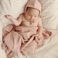 Bleu La La - 100% Organic Cotton Pointelle Swaddle Receiving Baby Blanket, Ballet Slippers Hot