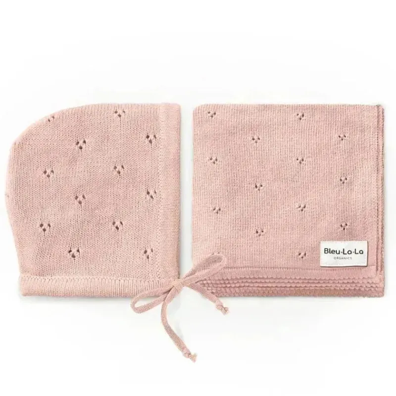 bleu_la_la___organic_cott_SKU9Dn4t8nm_0.webp Bleu La La - 100% Organic Cotton Luxury Organic Blanket + Bonnet Hat Set, Pink Outlet