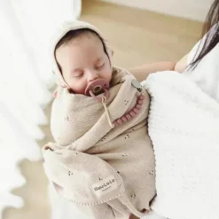 Bleu La La - 100% Organic Cotton Luxury Organic Blanket + Bonnet Hat Set, Pink Outlet