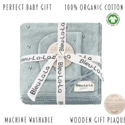 Bleu La La - 100% Organic Cotton Luxury Organic Blanket + Bonnet Hat Set, Beige New
