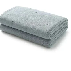Bleu La La - 100% Organic Cotton Pointelle Swaddle Receiving Baby Blanket,| Powder Blue Online
